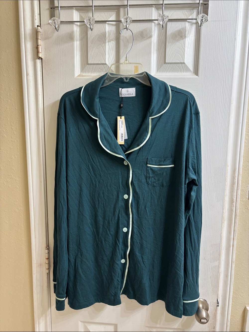 Cosabella Teal Green Jersey pajama top. NWT